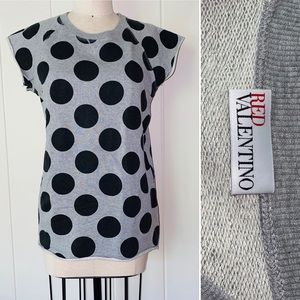 RED VALENTINO Bold Polka Dot Sleeveless Top S/M